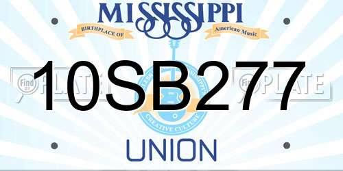 10SB277 Mississippi License Plate