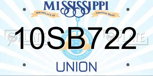 10SB722 Mississippi License Plate