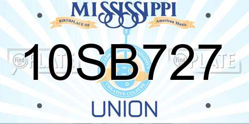 10SB727 Mississippi License Plate