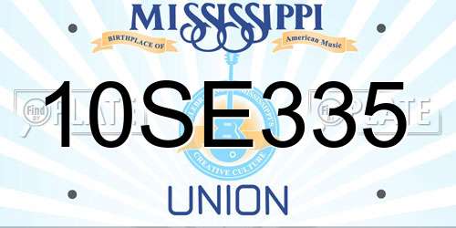 10SE335 Mississippi License Plate