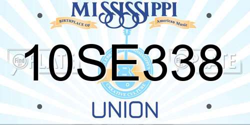 10SE338 Mississippi License Plate