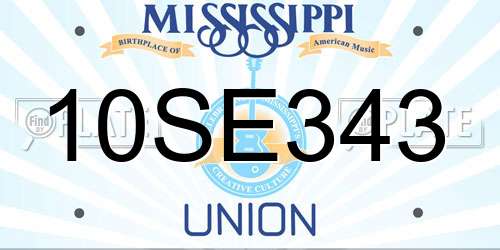 10SE343 Mississippi License Plate