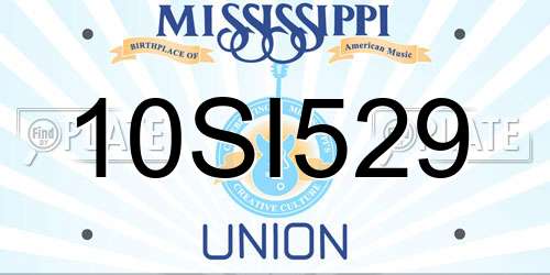 10SI529 Mississippi License Plate