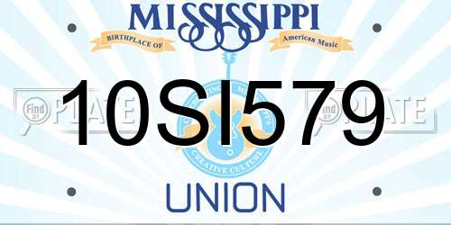 10SI579 Mississippi License Plate