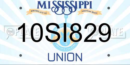 10SI829 Mississippi License Plate