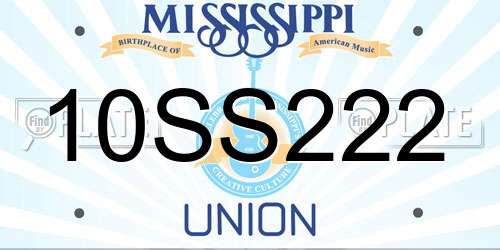 10SS222 Mississippi License Plate
