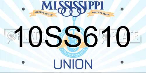 10SS610 Mississippi License Plate