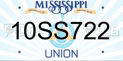 10SS722 Mississippi License Plate