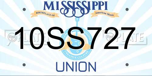 10SS727 Mississippi License Plate