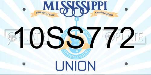 10SS772 Mississippi License Plate