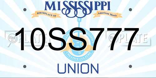 10SS777 Mississippi License Plate