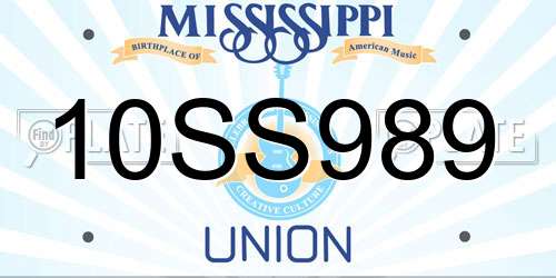 10SS989 Mississippi License Plate