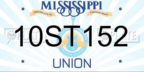 10ST152 Mississippi License Plate