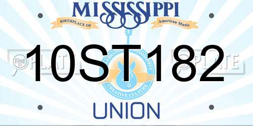 10ST182 Mississippi License Plate