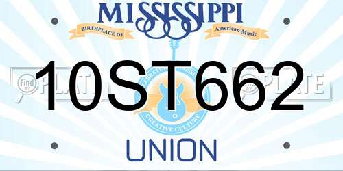 10ST662 Mississippi License Plate