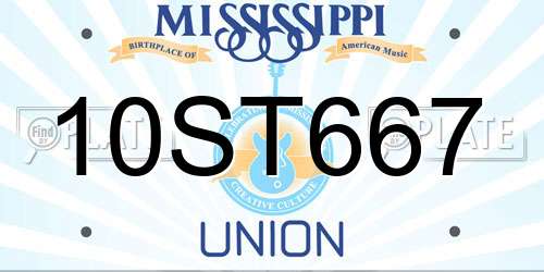10ST667 Mississippi License Plate