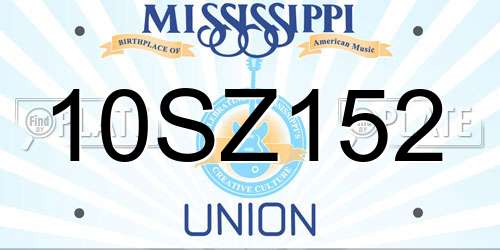 10SZ152 Mississippi License Plate