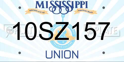 10SZ157 Mississippi License Plate