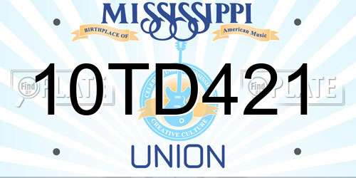 10TD421 Mississippi License Plate