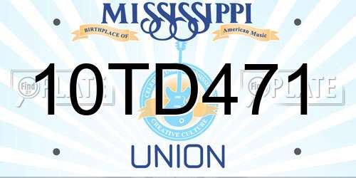 10TD471 Mississippi License Plate