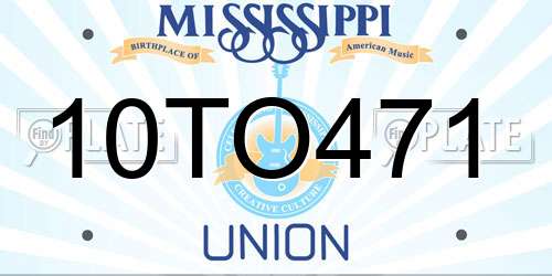 10TO471 Mississippi License Plate