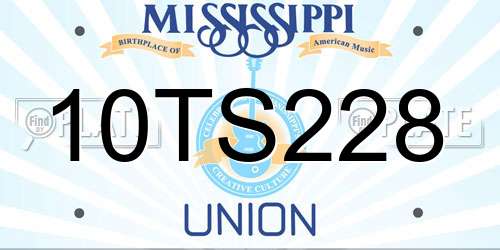 10TS228 Mississippi License Plate