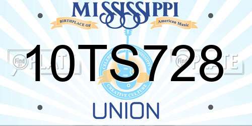 10TS728 Mississippi License Plate