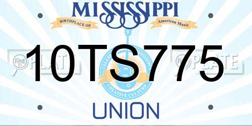10TS775 Mississippi License Plate