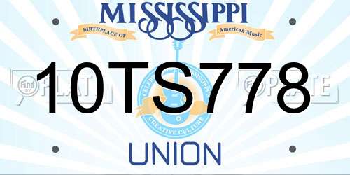 10TS778 Mississippi License Plate