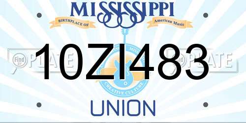 10ZI483 Mississippi License Plate