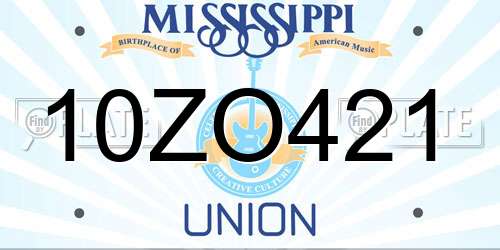 10ZO421 Mississippi License Plate