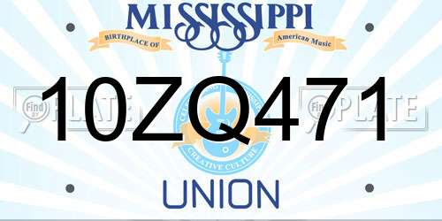 10ZQ471 Mississippi License Plate