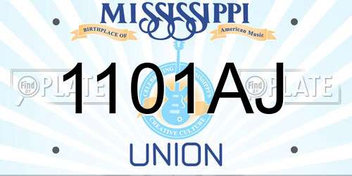 1101AJ Mississippi License Plate