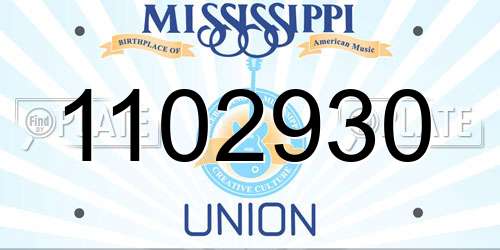 1102930 Mississippi License Plate