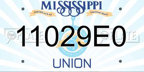 11029E0 Mississippi License Plate