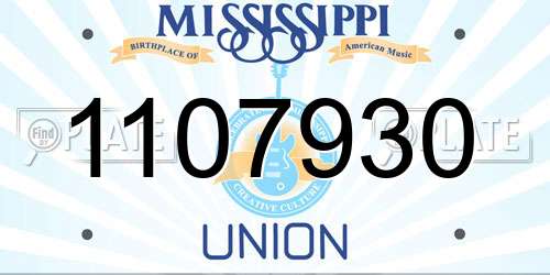 1107930 Mississippi License Plate