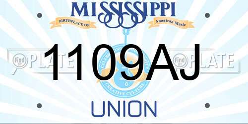 1109AJ Mississippi License Plate