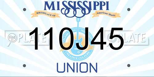 110J45 Mississippi License Plate