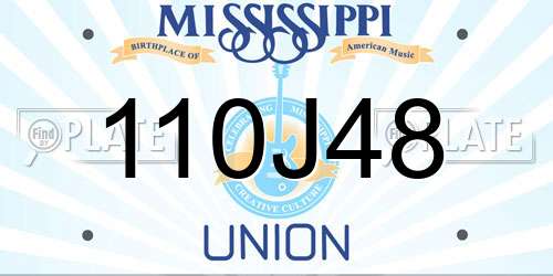 110J48 Mississippi License Plate