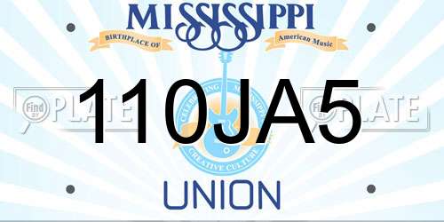110JA5 Mississippi License Plate