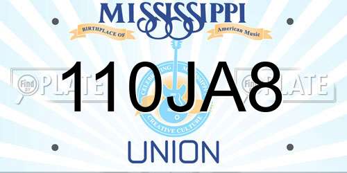 110JA8 Mississippi License Plate