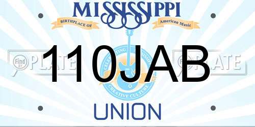 110JAB Mississippi License Plate