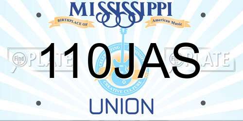 110JAS Mississippi License Plate