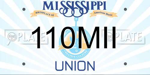 110MII Mississippi License Plate