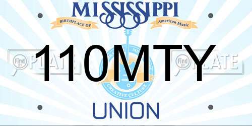 110MTY Mississippi License Plate
