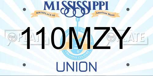110MZY Mississippi License Plate