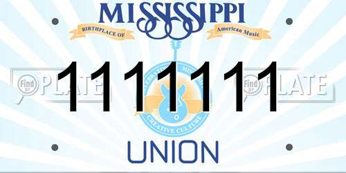 1111111 Mississippi License Plate