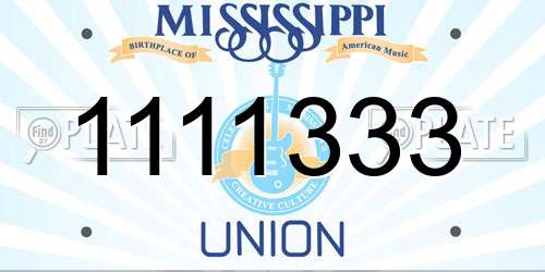 1111333 Mississippi License Plate