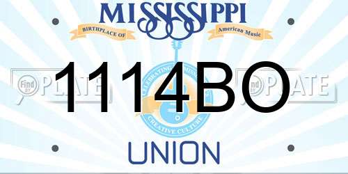 1114BO Mississippi License Plate