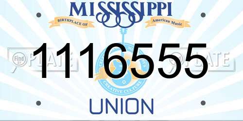 1116555 Mississippi License Plate